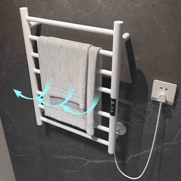 Scaldasalviette elettrico a parete intelligente a 7 barre con riscaldamento a temperatura costante per il bagno.