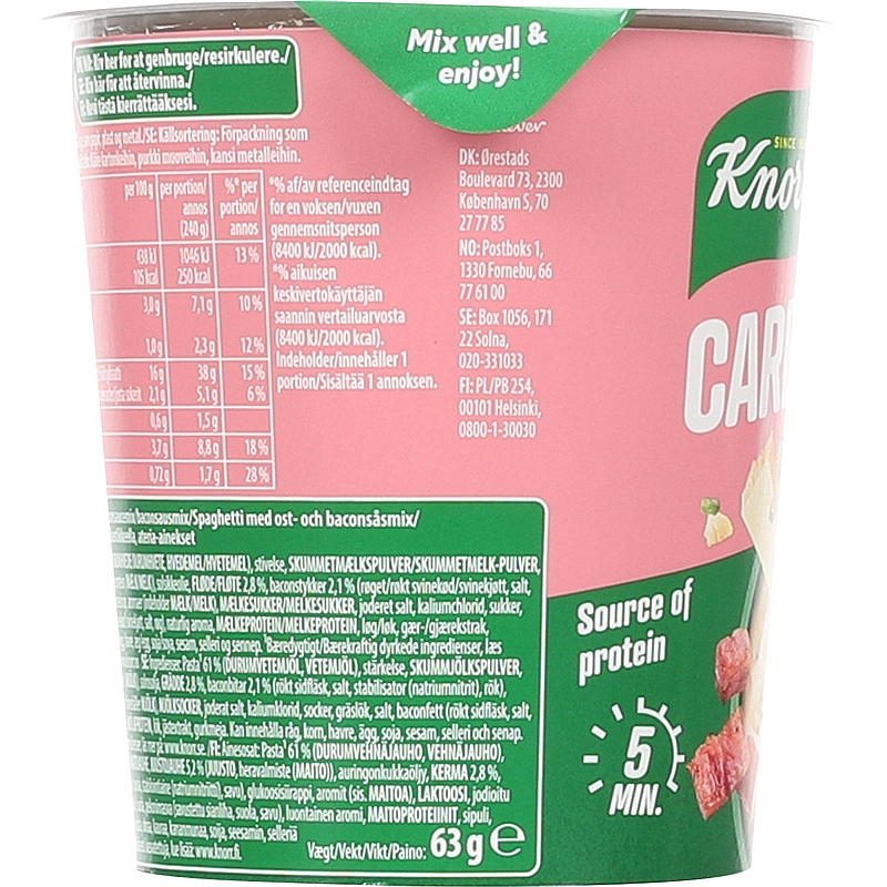 Knorr Carbonara 63 g snackskopp Knorr