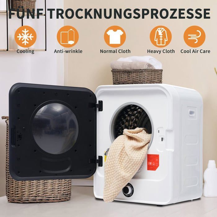 Sèche-linge avec 5 programmes - 830 W - Portable - capacité de 3 kg (jusqu’à 4,5 kg en réalité) - Multiple Filtration