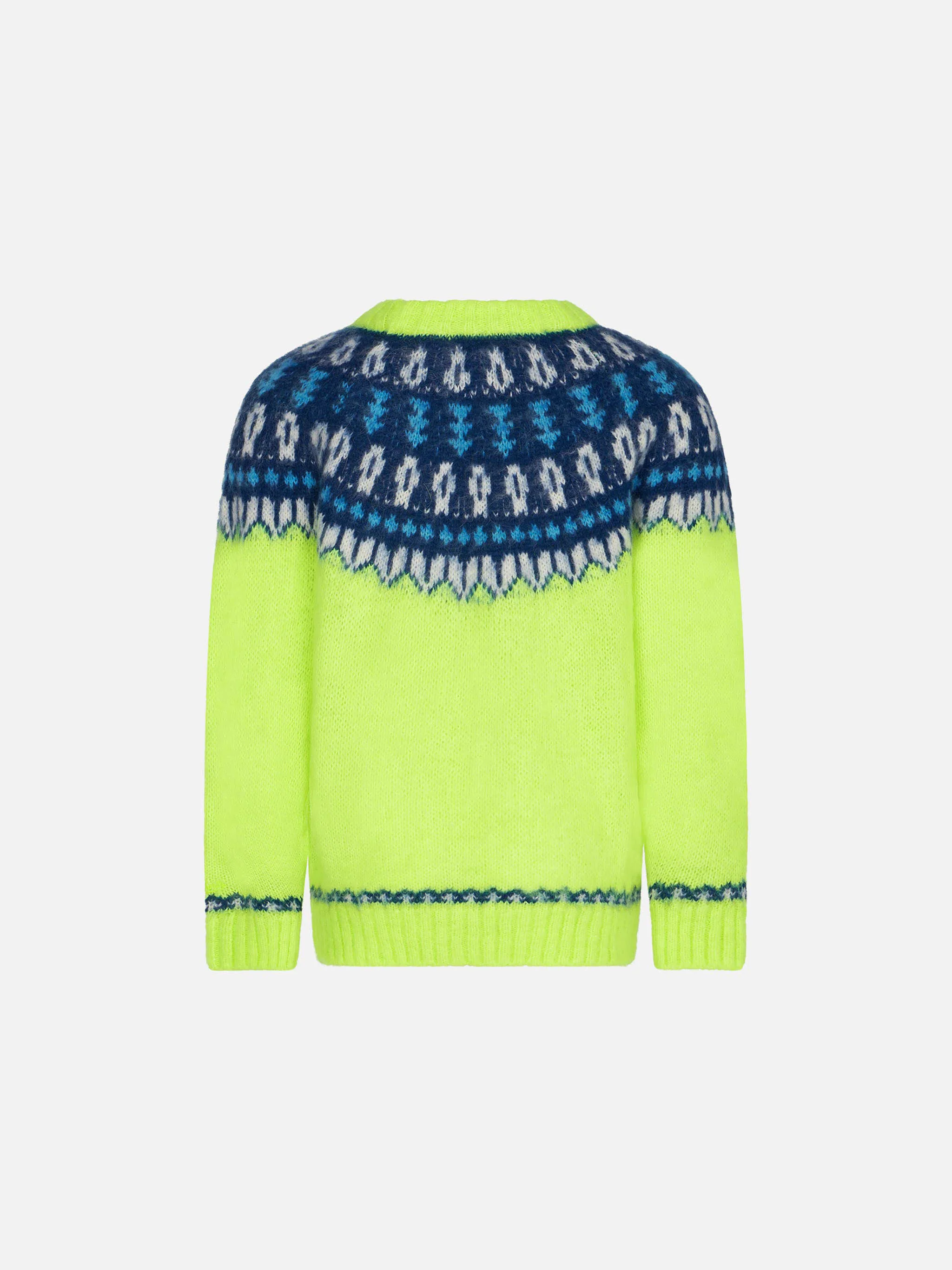 Maglione da bambino giallo fluo con jacquard islandese