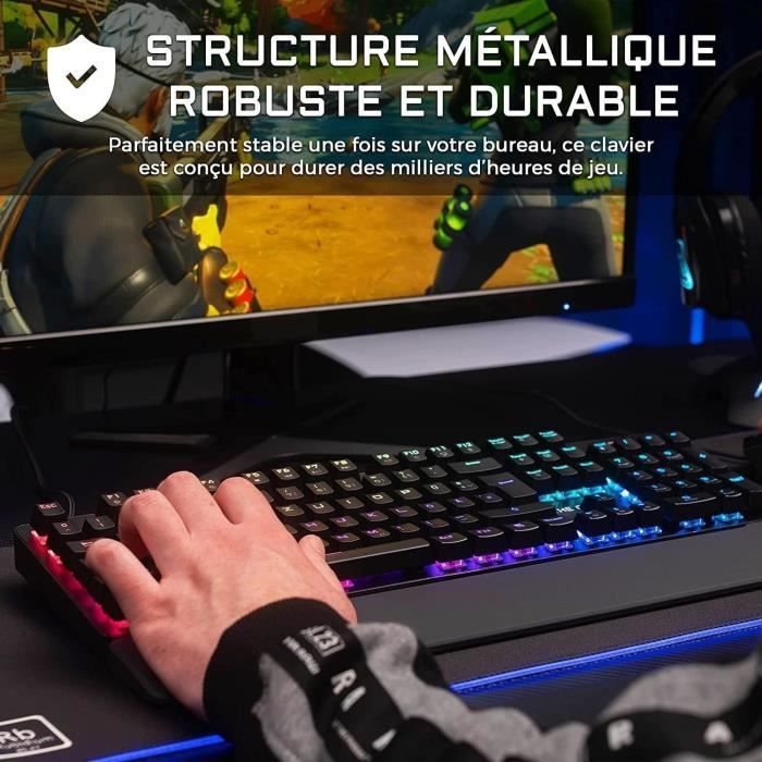 Tastiera da gioco - The G-Lab - KEYZ RUBIDIUM - Meccanica (Switch rossi) - Poggiapolsi - RGB - Cablata - AZERTY - Nera