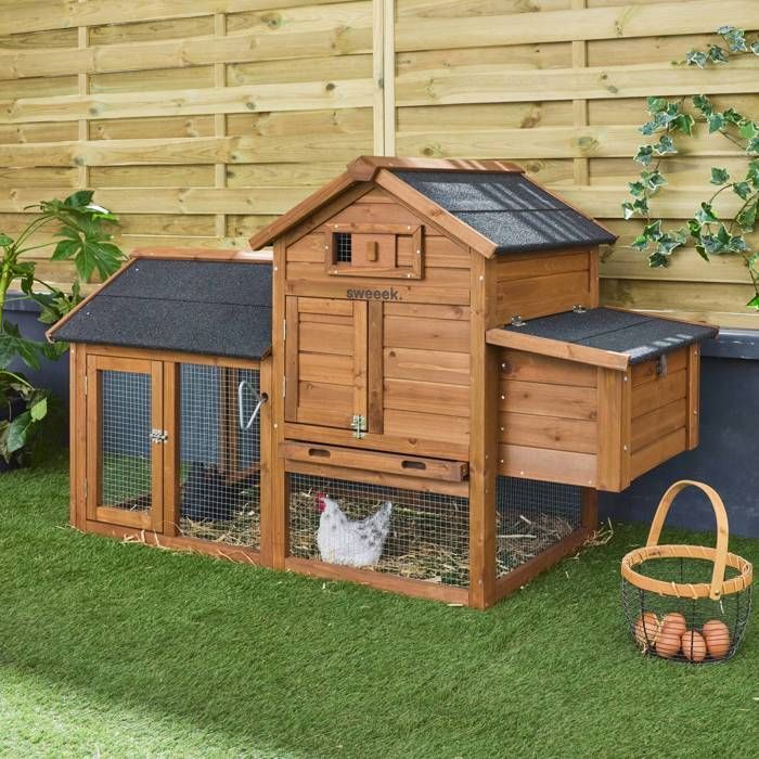 Gallinero de madera GALINETTE. Para 3 gallinas. Jaula con corral.