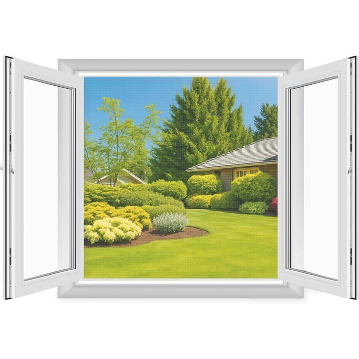 Moustiquaire Fenêtre sans Perçage 150x180cm, Découpable Dimension Souhaitée, Filet Anti Moustique Fenêtre avec Bande Adhésive,