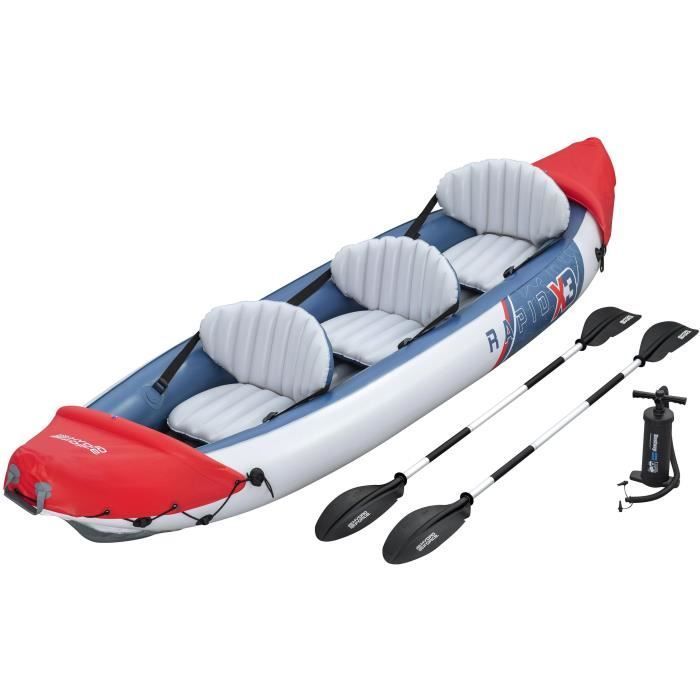 Kayak hinchable - BESTWAY - 65132 - Rapid X3 Hydro-Force™ - 381 x 100 cm, 3 personas, 250 kg máx., 2 remos, bomba