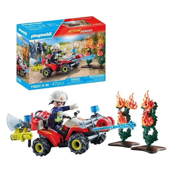 PLAYMOBIL 71825 Brandweerman met quad en brandende struiken