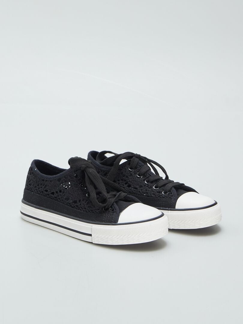 Zapatillas de lona perforada - NEGRAS