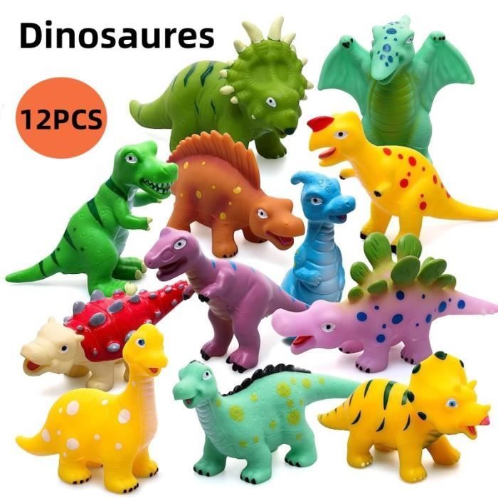 Jouets de Bain Dinosaures,Jouets de bain pour bébés (12 PCS), ensemble de jeu d’image de dinosaure sûr jouets de baignoire
