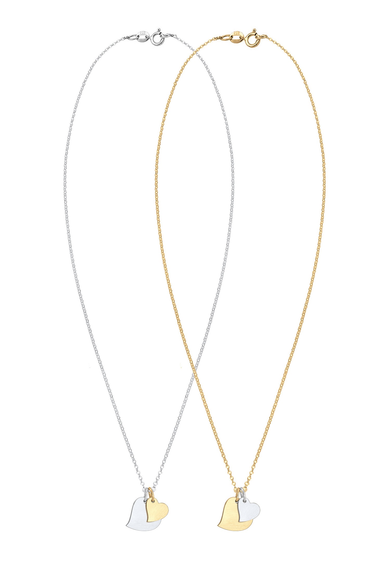 Elli Femmes Mère Fille Set avec pendentif cœur en bicolore mat en argent sterling 925
