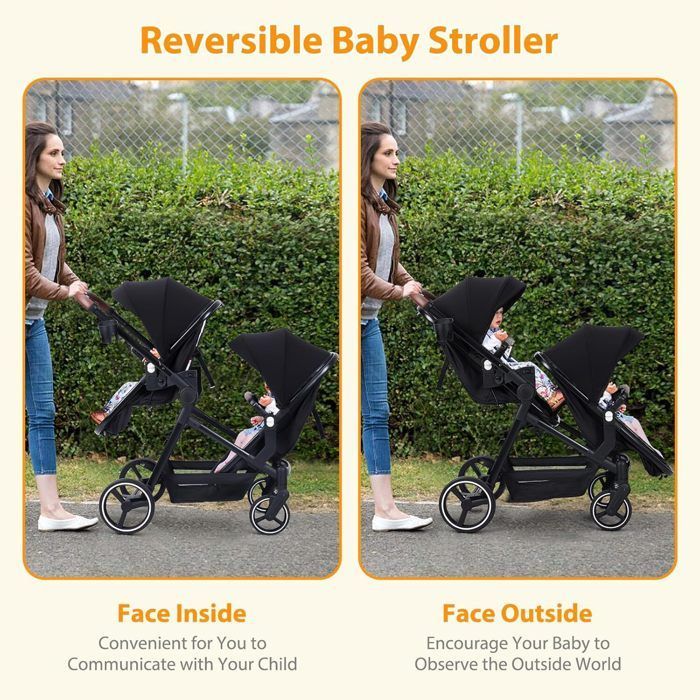 Cochecito doble ligero, carrito de viaje plegable, cochecito tándem compacto con asientos reversibles, desde el nacimiento hasta los 36 meses.
