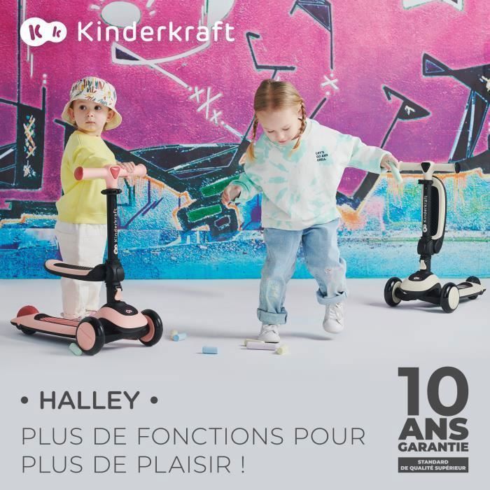 Kinderkraft HALLEY 2-in-1 Balance Bike, Bicycle and Scooter with 3 Wheels, Adjustable Handlebars, Light-Up Wheels, Lightweight and Modern Design, Green