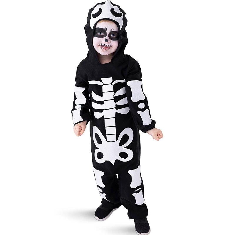 Time 2 Change Halloween-kostume 2-3 år skelet