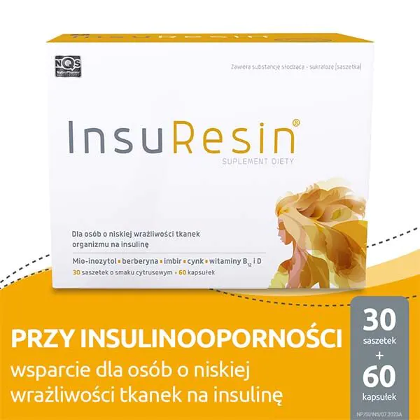 Insuresin, Preparat pomagający utrzymać właściwy poziom glukozy we krwi, Zestaw 30 Saszetek + 60 Kapsułek