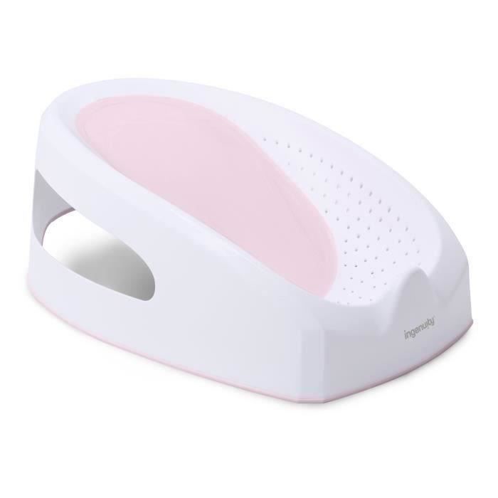 INGENUITY Sedile da bagno antiscivolo per bambina, 0-6 mesi o 9 kg, sedile perforato per il drenaggio dell'acqua, rosa