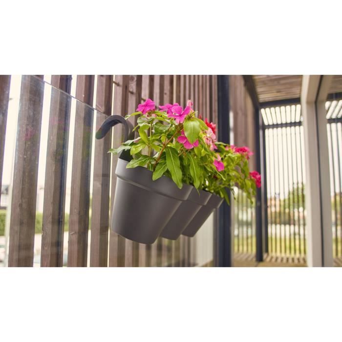 Vaso individual para varanda ARTEVASI CAPRI - Cinza antracite - 11L - 30,5 x 54 x A 28 cm