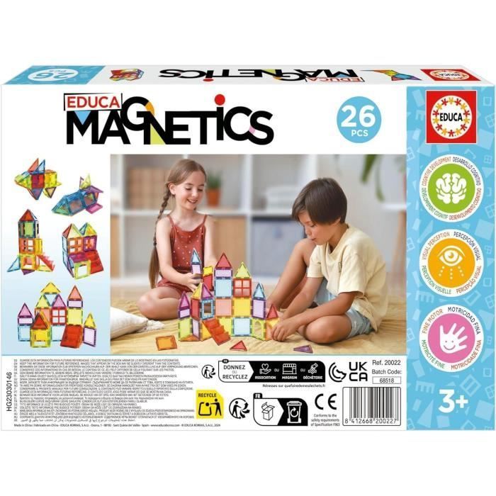 Gioco educativo - EDUCA Magnetics - Set di costruzioni magnetiche 3D con 26 pezzi per stimolare la creatività dei bambini