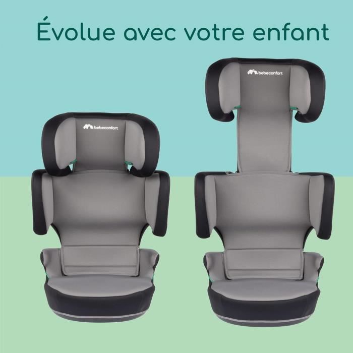 BEBECONFORT ROAD FIX i-Size Kindersitz, Gruppe 2/3, Isofix, faltbar, Sitzerhöhung, 3,5 bis 10/12 Jahre, 100–150 cm, 15–36 kg, Graunebel