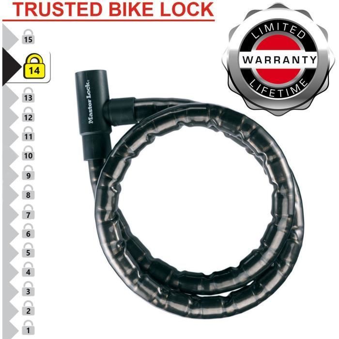 Câble antivol à clé en acier Master Lock 8115EURDPS - Noir