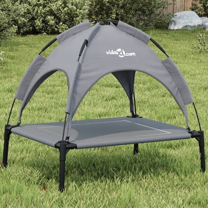 vidaXL Lit pour chien avec auvent anthracite tissu Oxford et acier, canapé pour chien, canapés pour chien, chaise pour chien 172596