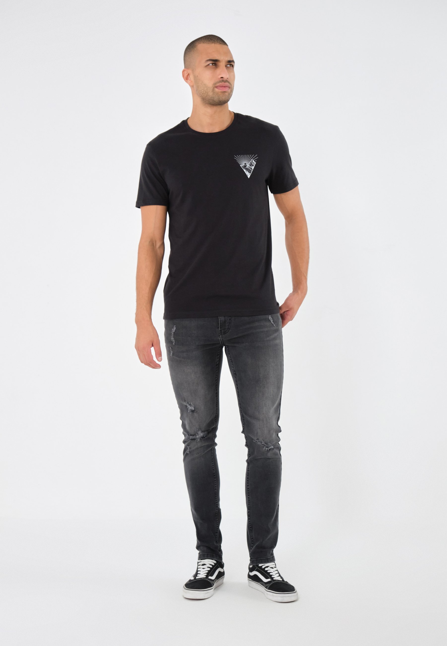Pier One Print T-shirt - zwart