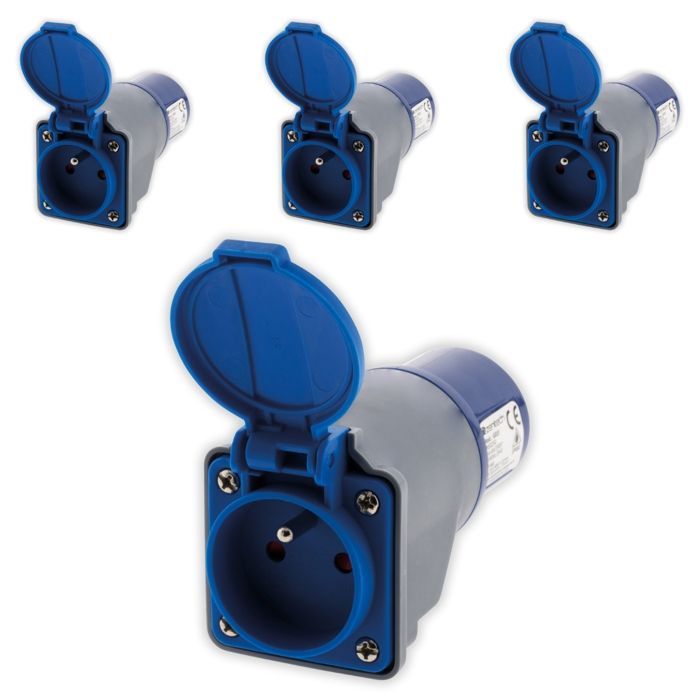 Paquete de 4 adaptadores compactos e inalámbricos, hembra 2P+E de 16A a macho CEE17, para camping y navegación - Zenitech