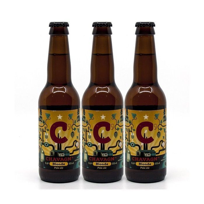 Lot de 3 Bières Blondes Artisanale Chavagn' 33cl