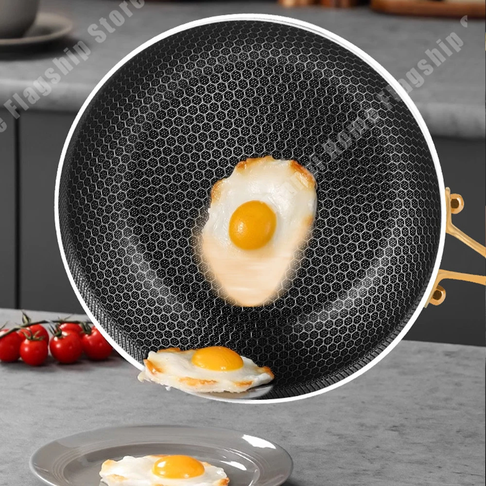 Poêle à frire en acier inoxydable 316, wok antiadhésif, cuisson alvéolée, casserole pour steak, compatible gaz et induction, ustensiles de cuisine.