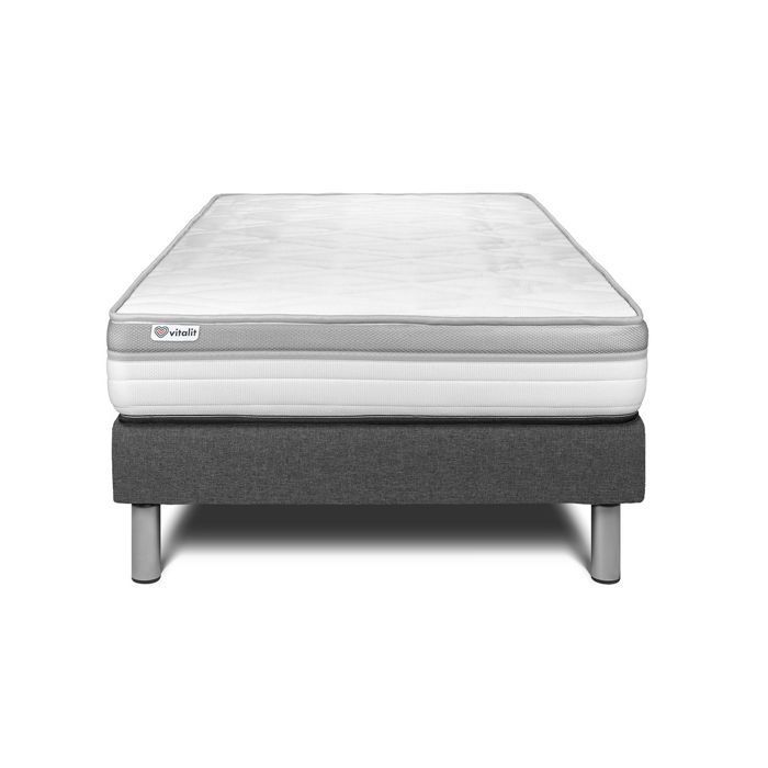 Ensemble Matelas Sommier 90x200 cm - Vital Relax Gris