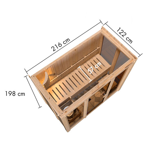 Saună Ida 2 cu încălzitor, 3,6 kW, lemn natural