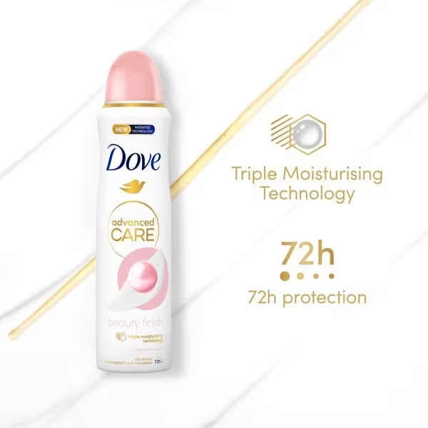 Dove Advanced Care Beauty Finish antitranspiranta dezodorants aerosols 150ml