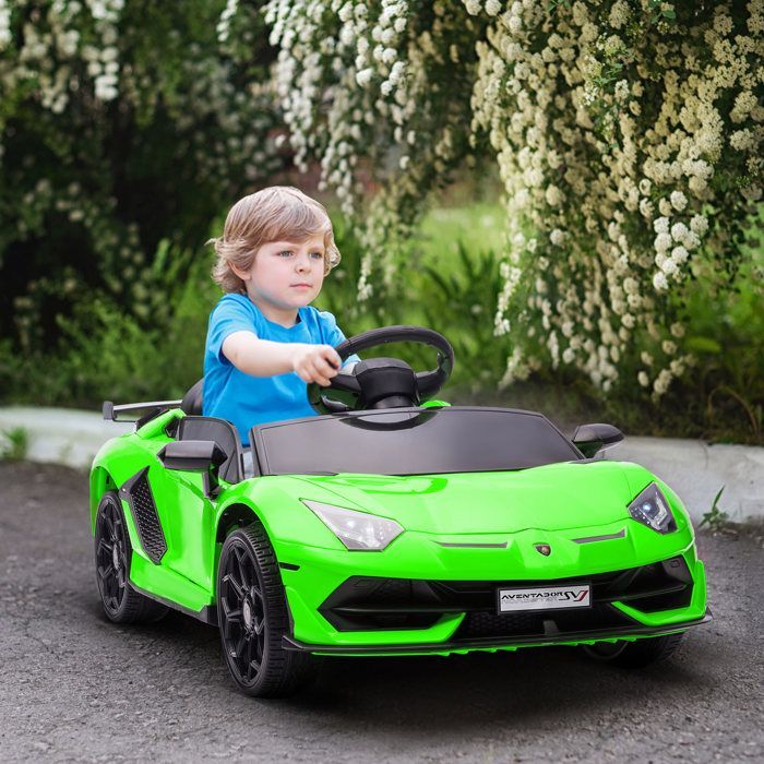Elektrische auto - HOMCOM - gelicentieerde Lamborghini Aventador SVJ 12V voor kinderen met vleugeldeuren en LED-verlichting - PP - groen