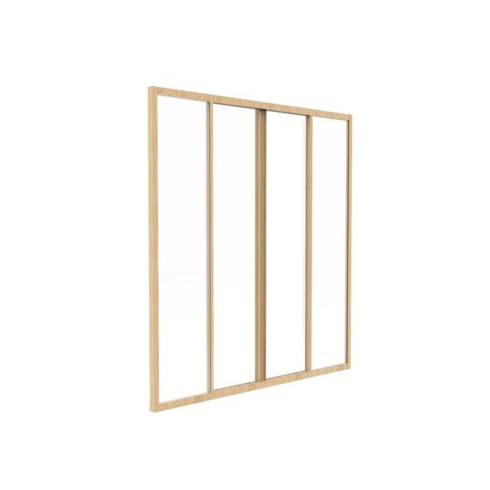 Mampara de cristal corredera de aluminio con recubrimiento de polvo natural claro, 120x130 cm - RAVENA