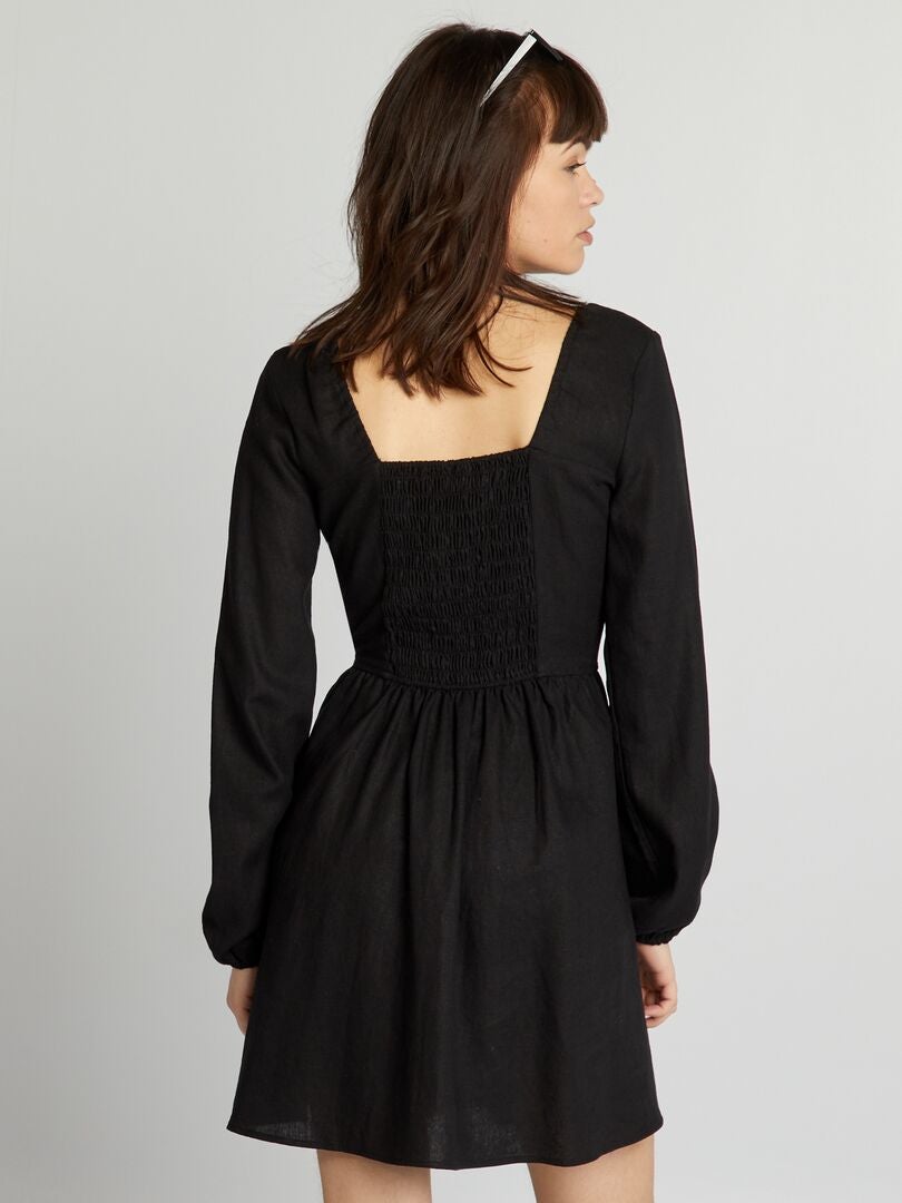 Vestido curto de linho - preto