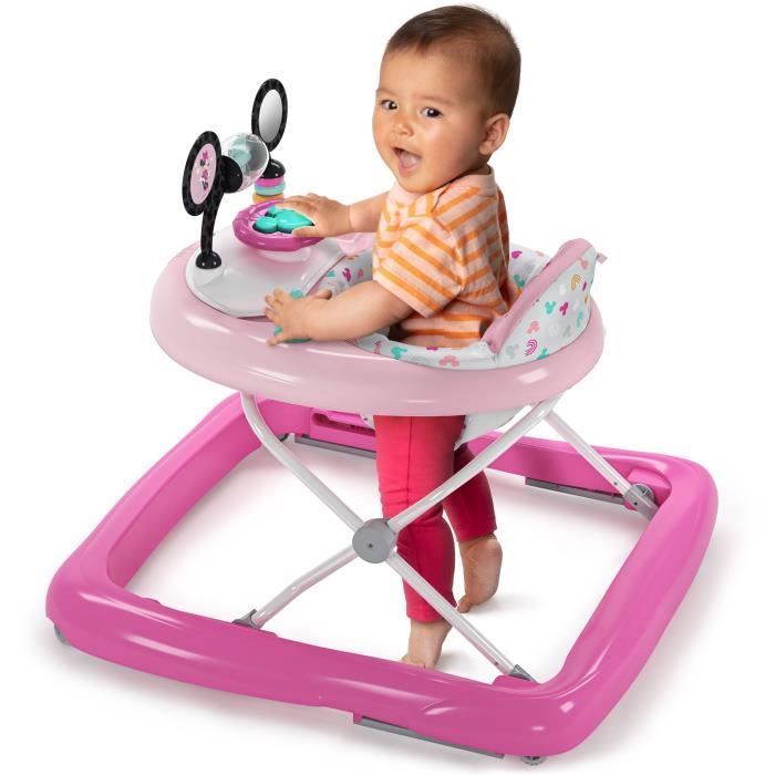 DISNEY BABY - MINNIE - 2-i-1 Konvertibel och Hopfällbar Gåstol för Flickor med Inbyggd Avtagbar Aktivitetsleksak, Babypresent
