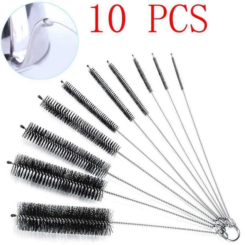 10-teiliges Set Nylon-Rohrbürsten für Trinkhalme, Gläser, Tastaturen und Autos