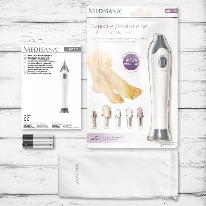 Kit de manicura y pedicura - MEDISANA MP 810 - Eliminación de cutículas y cuidado de uñas - 5 accesorios