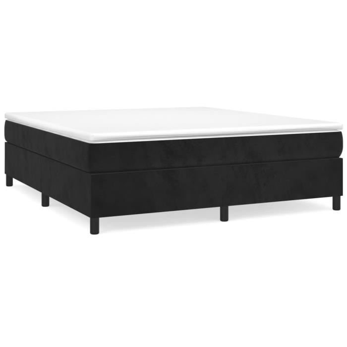 Base de cama tapizada - AKOZON - 200x200 cm - Negra - Con muelles - Terciopelo suave