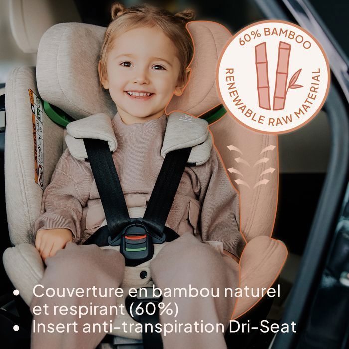 Silla de coche convertible LIONELO Harmony iSize 40-150cm - Giro 360° - ISOFIX - 60% bambú - Grupo 0+/1/2/3 - Rosa