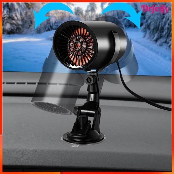 Riscaldatore per auto - AKOZON - Modello per auto - Spina accendisigari 12V/24V - 2 in 1 (riscaldamento/sbrinamento) - Supporto girevole a 360°