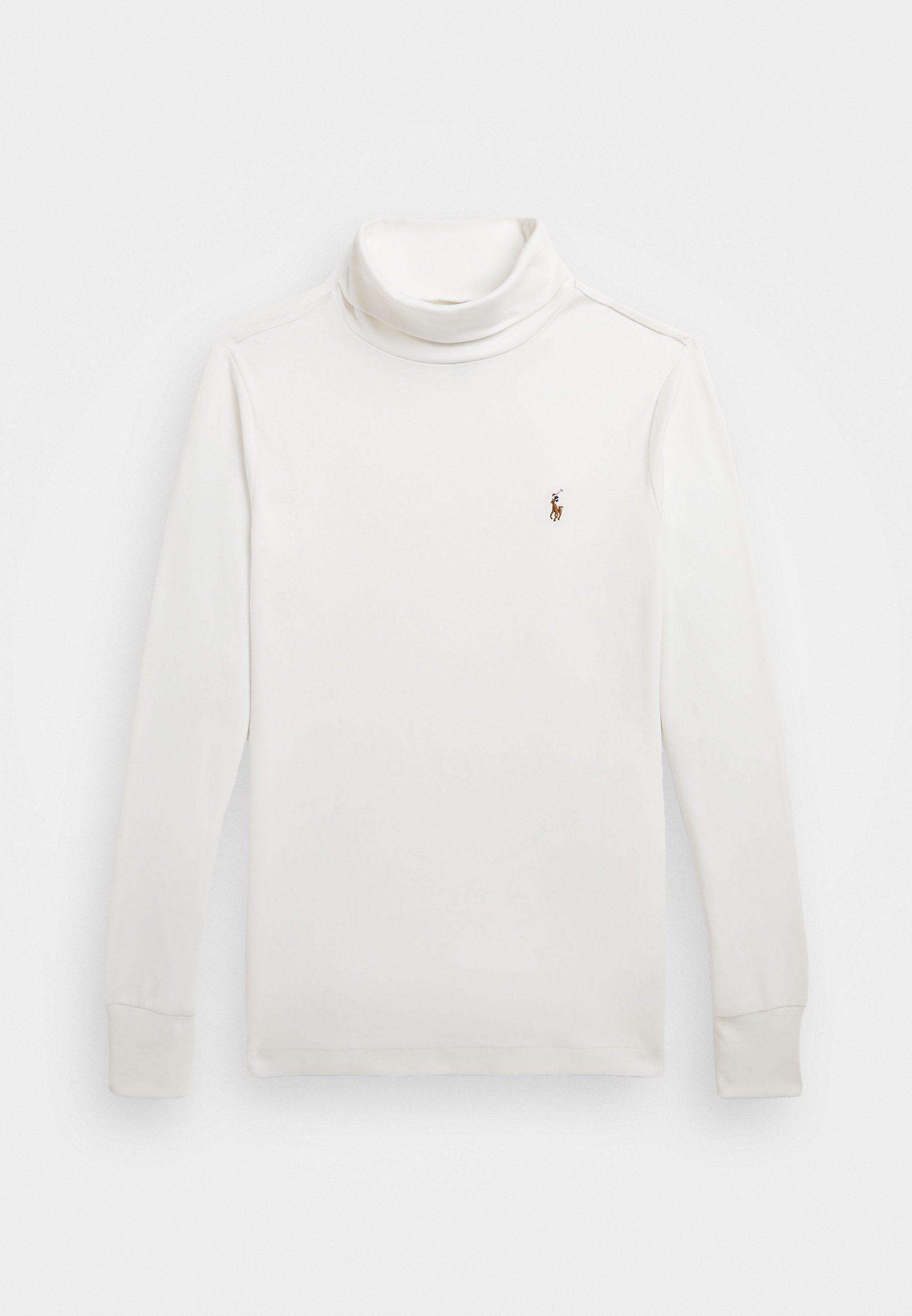 Polo Ralph Lauren T-shirt à col roulé en coton interlock - manches longues - blanc délavé