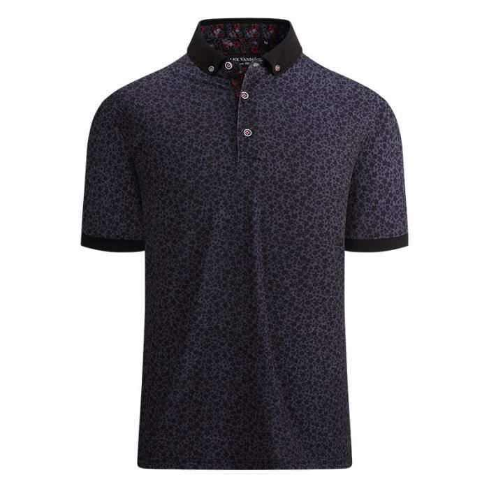 Men's Polo Shirt - Elegant - Printed - Short Sleeves - Polo Collar - US Size - Black