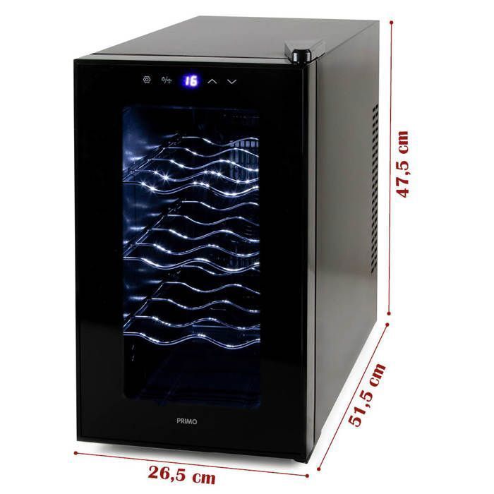 Bodega para vinos PRIMO PR169WK - Independiente - 8 botellas - Clase energética E - Negra