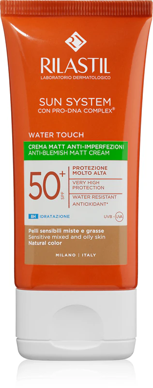 Rilastil Sun System Water Touch, creme facial protetor com cor para pele oleosa e mista.