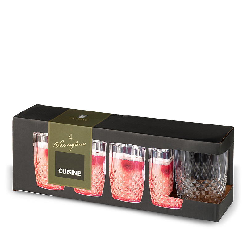 Vaso de agua Cuisine, paquete de 4 unidades, 45 cl, plástico transparente.