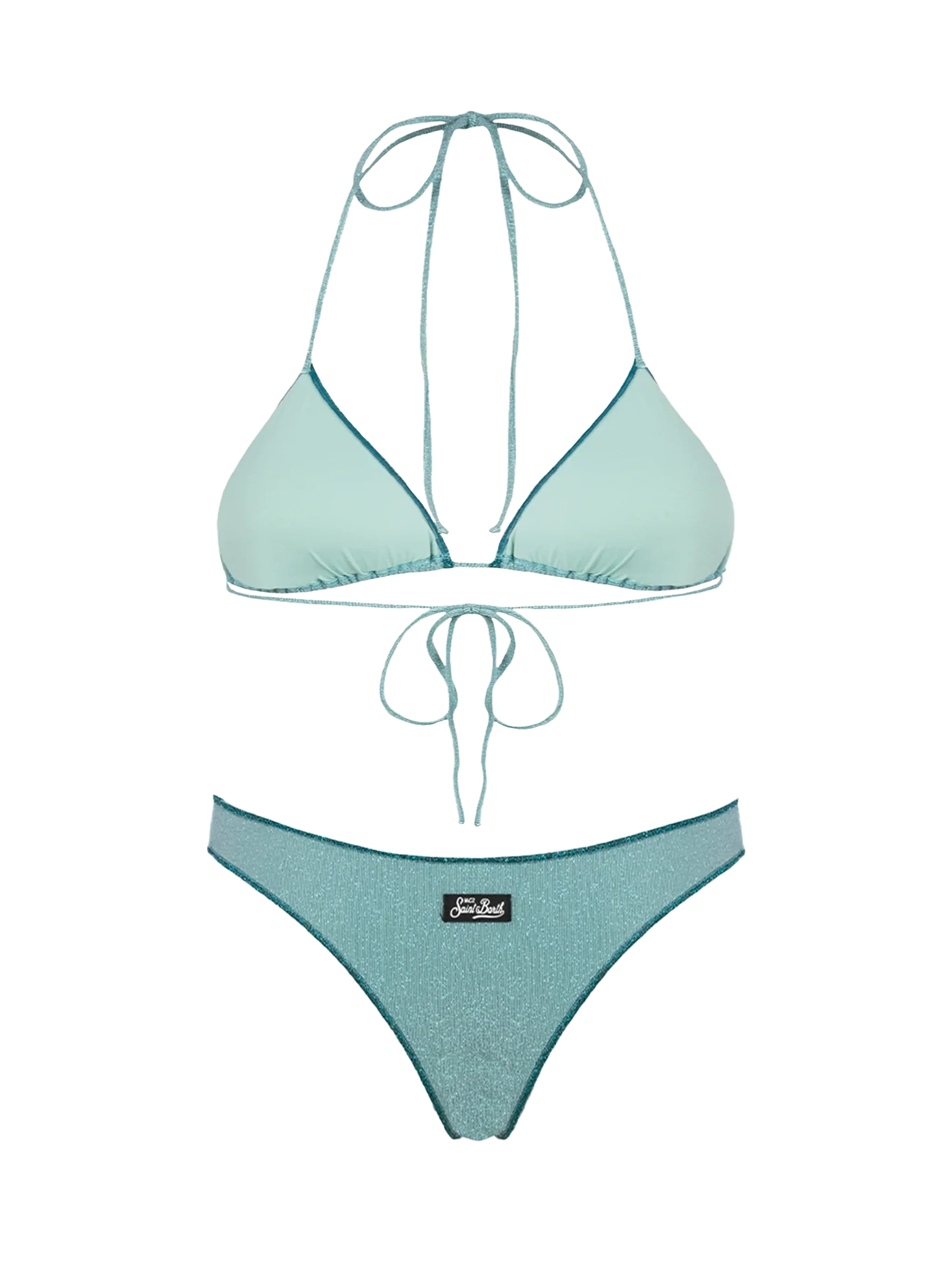 Leah Naomi damesbikini in aquagroen met lurex driehoekige vorm