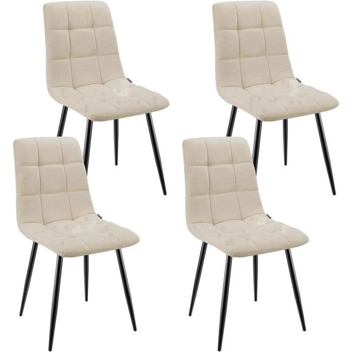 WAFTING Lot de 4 chaises de Salle à Manger rembourrées avec Dossier Haut et Design en Lin,Beige