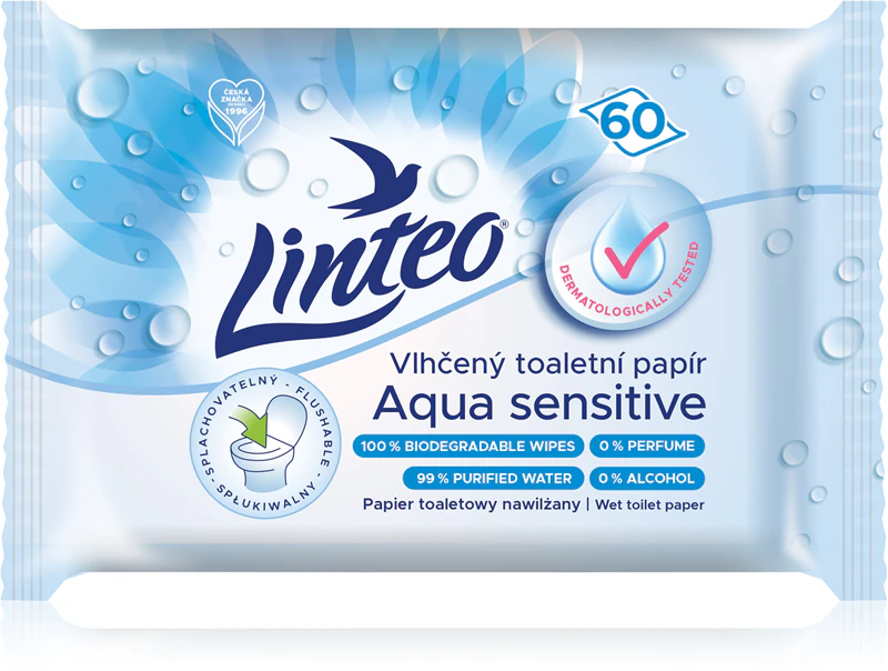 Vlhčený toaletní papír Linteo Aqua Sensitive