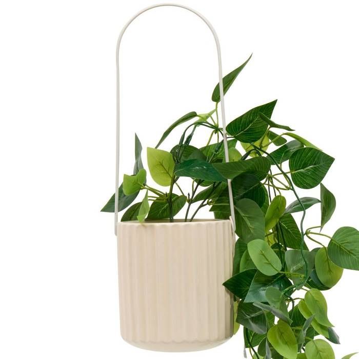 Plante artificielle suspendue Pool pot céramique beige - Atmosphera Créateur d'intérieur