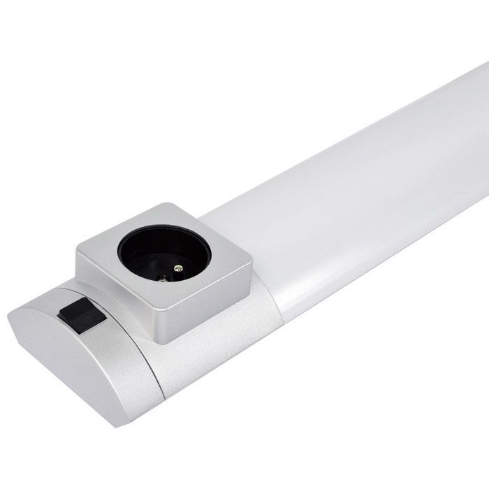 Tira de luces LED para cocina de 68 cm con interruptor y enchufe - plateada