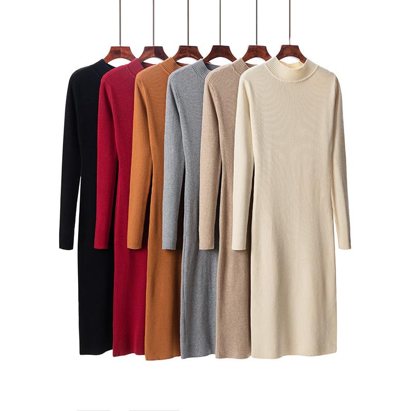 Maglione lungo da donna, autunno/inverno, maglione spesso e caldo, maglione alla moda e aderente da donna.