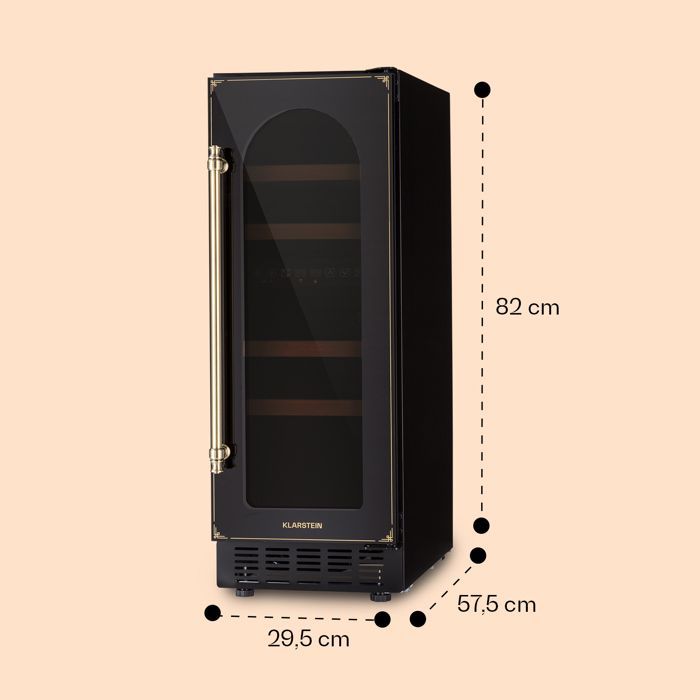 Built-in wine cellar - Vinovilla 17 Duo Edition Vilhelmine - 17 bottles - 52 L - 5 to 22 °C - Victorian look - Black